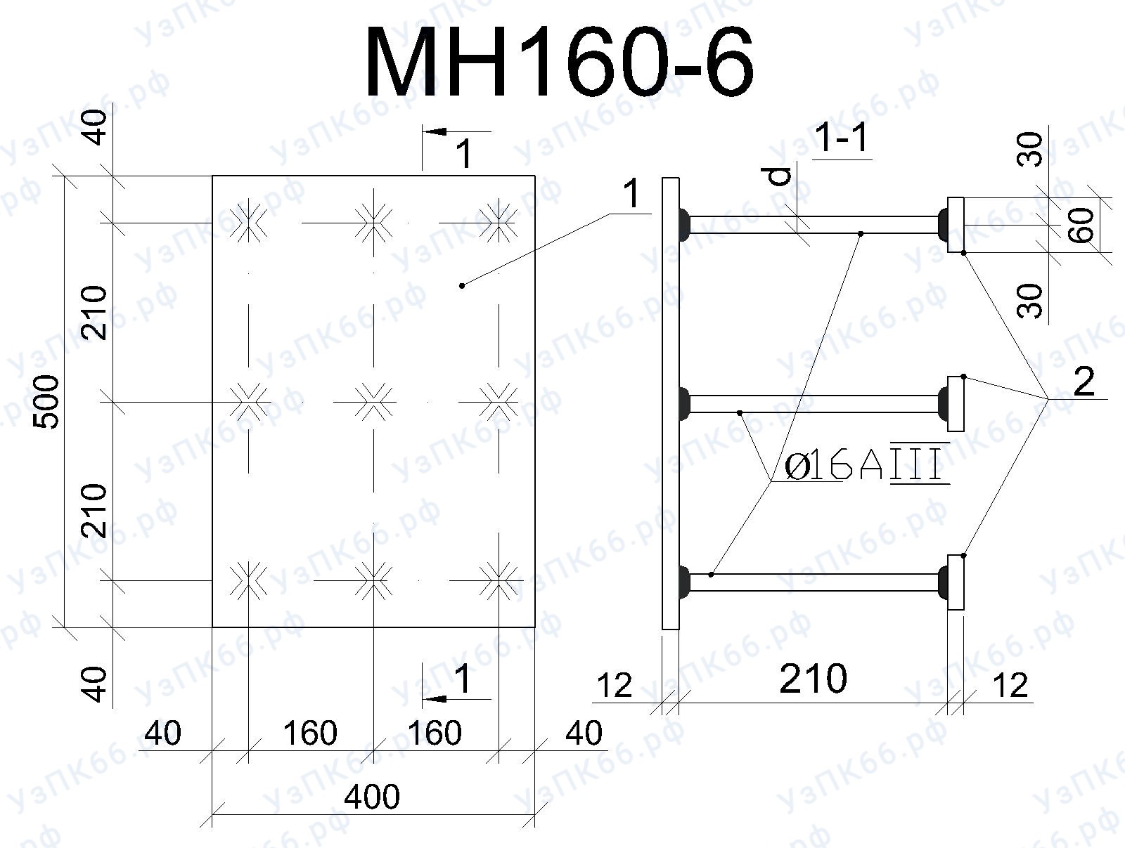 Изделие закладное МН 160-6