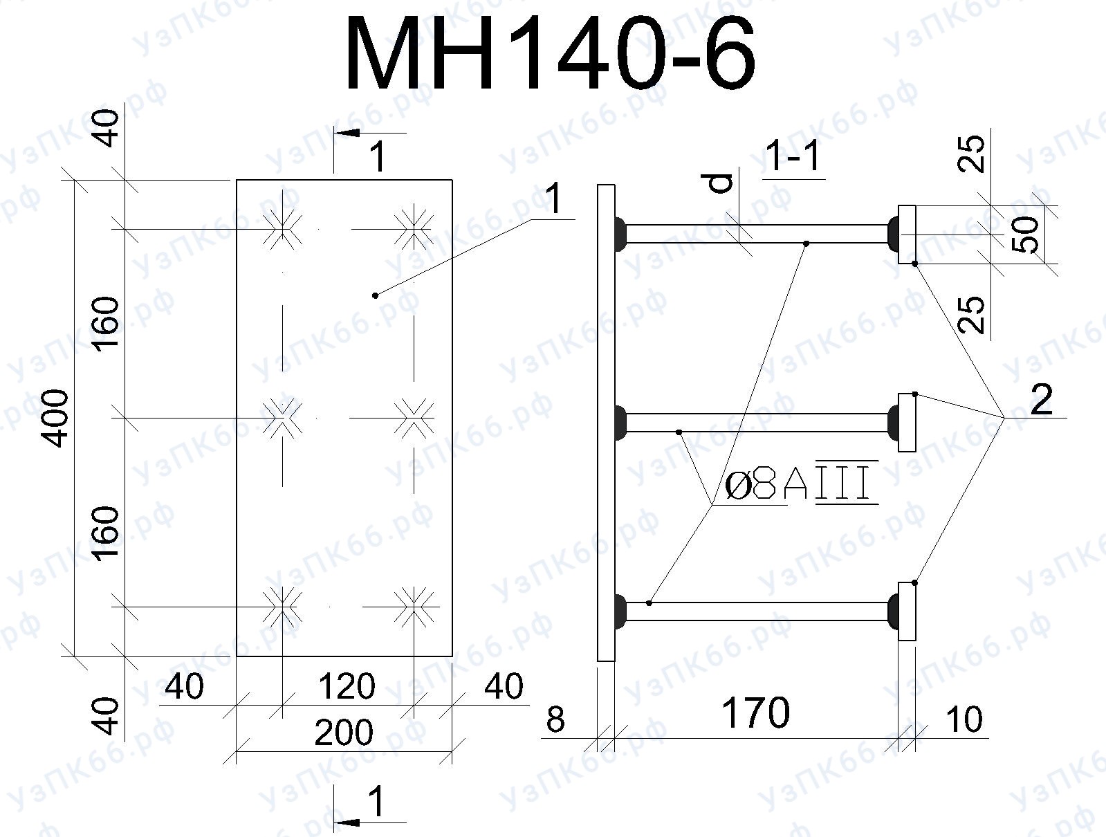 Изделие закладное МН 140-6