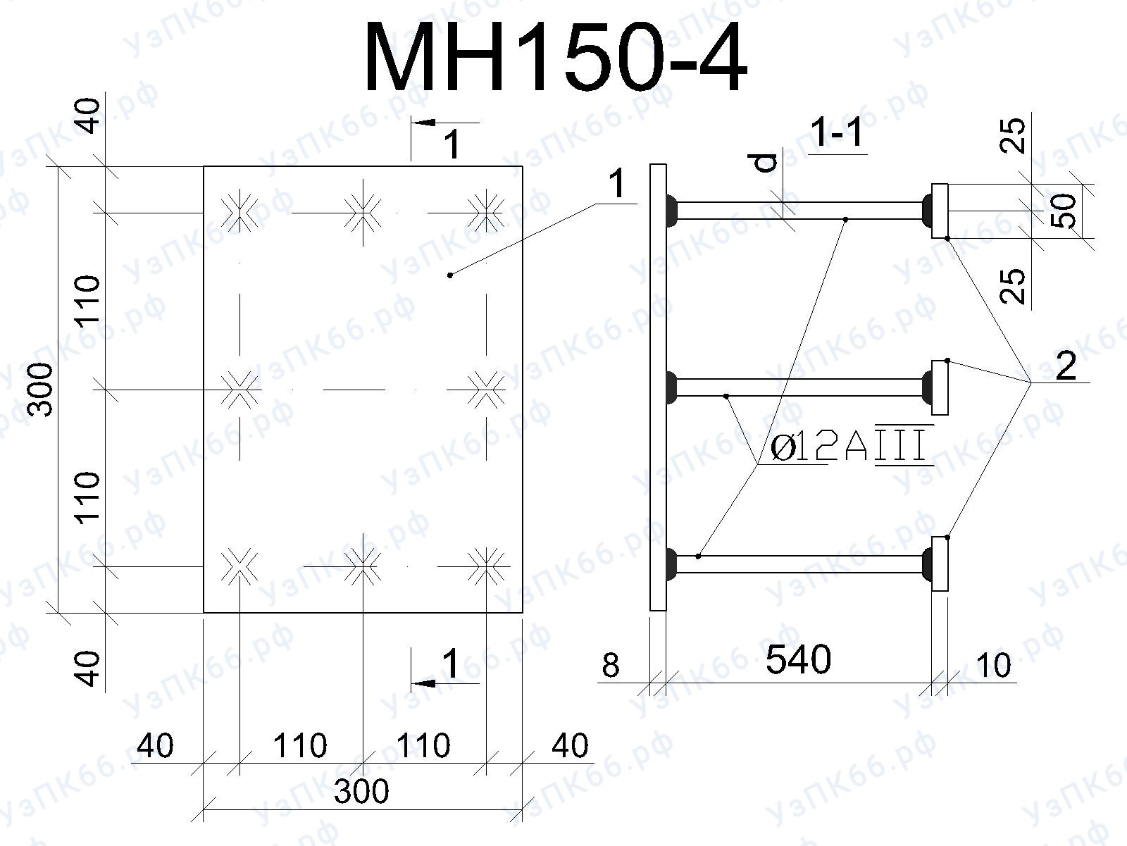 Изделие закладное МН 150-4