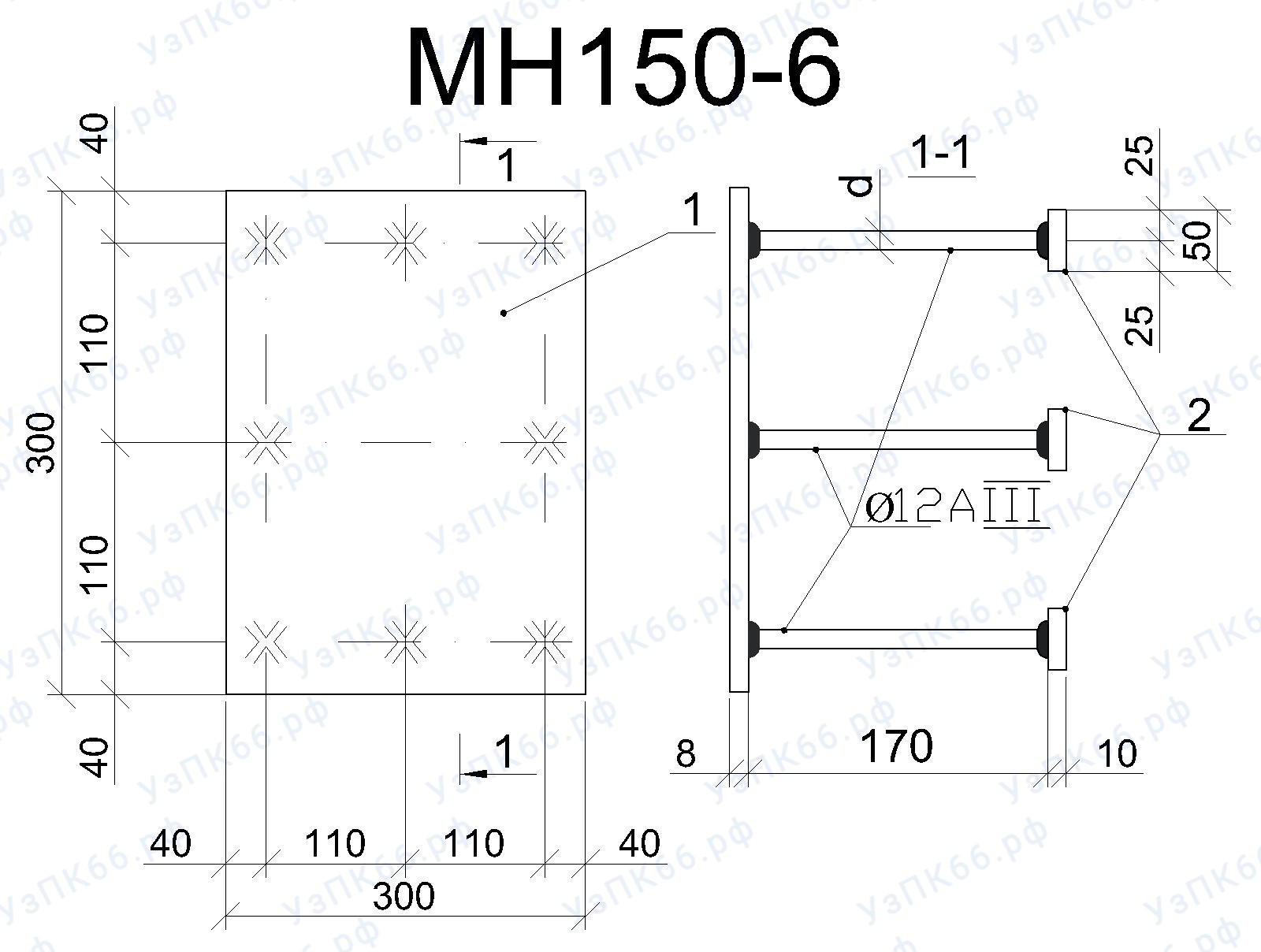 Изделие закладное МН 150-6