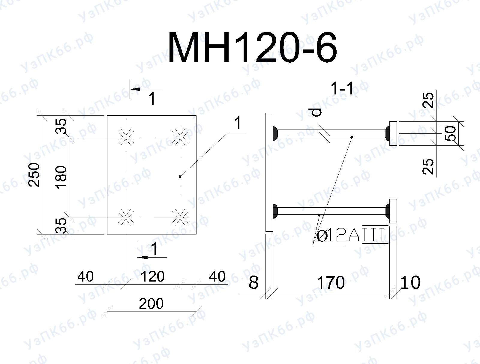 Изделие закладное МН 120-6