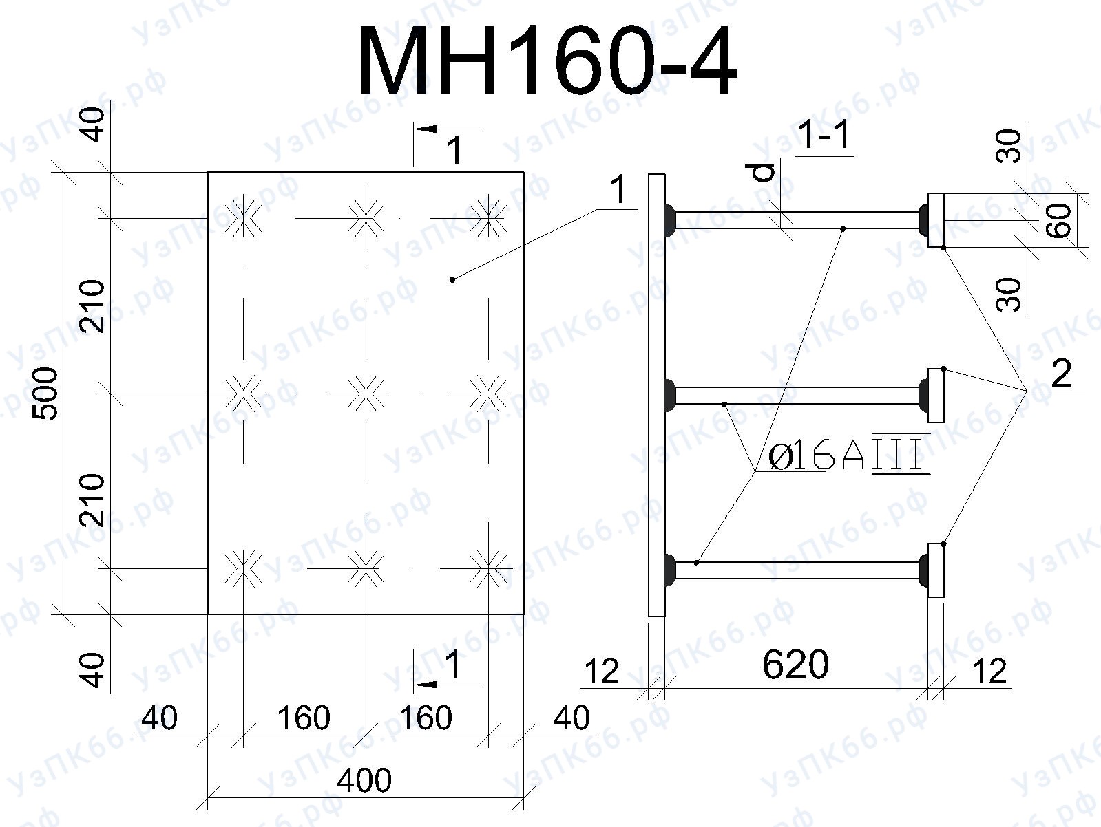 Изделие закладное МН 160-4