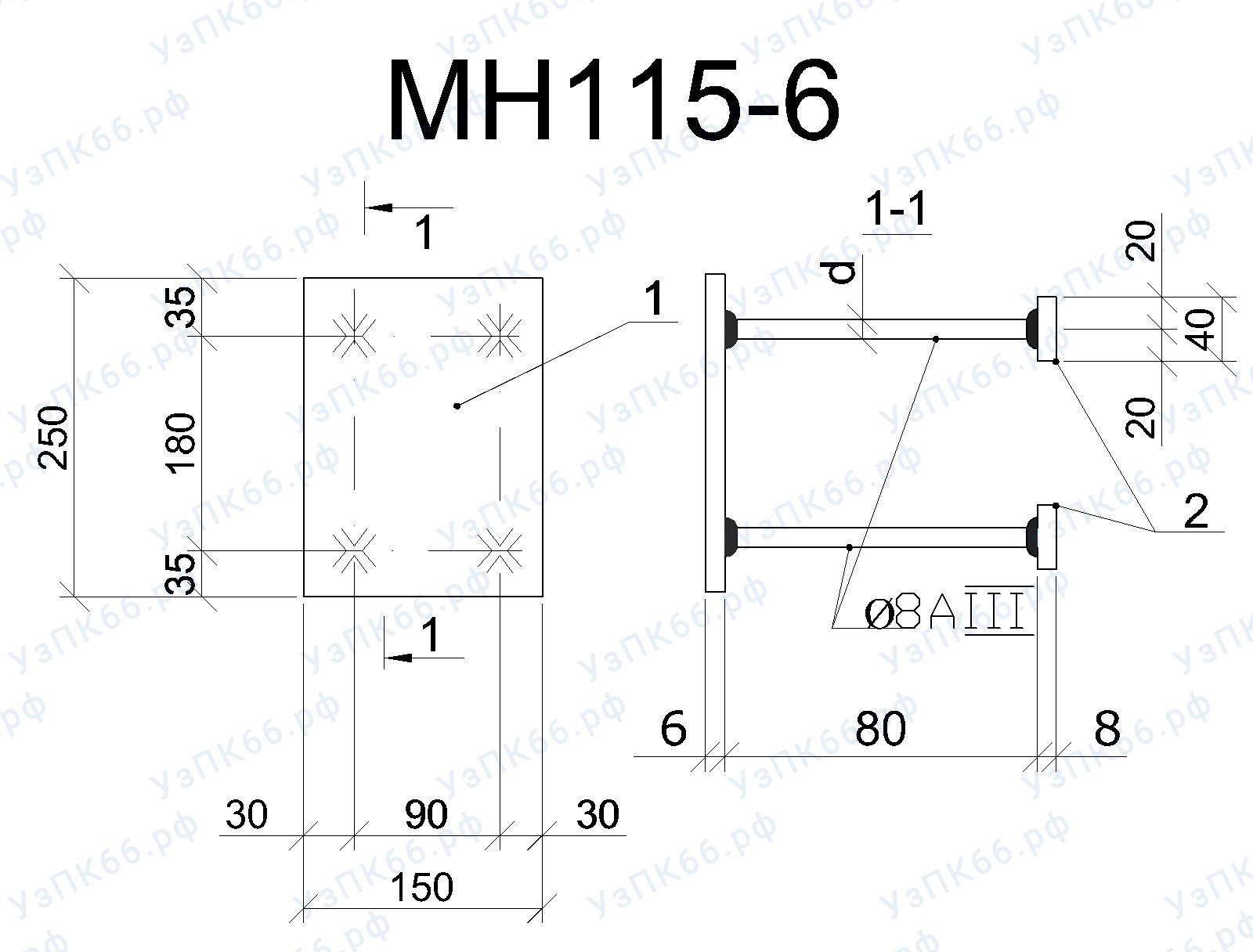 Изделие закладное МН 115-6